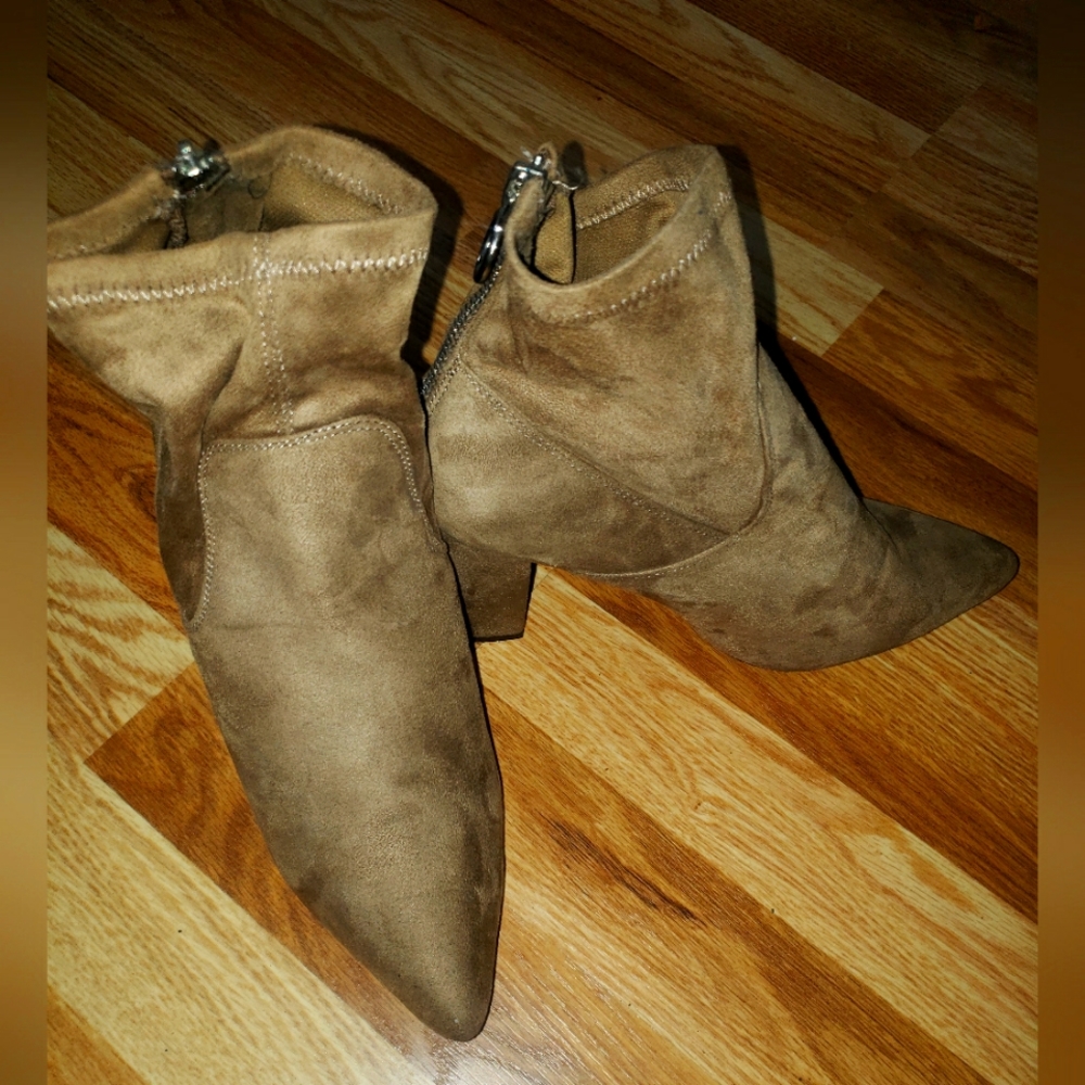 Faux Suade Heeled Booties